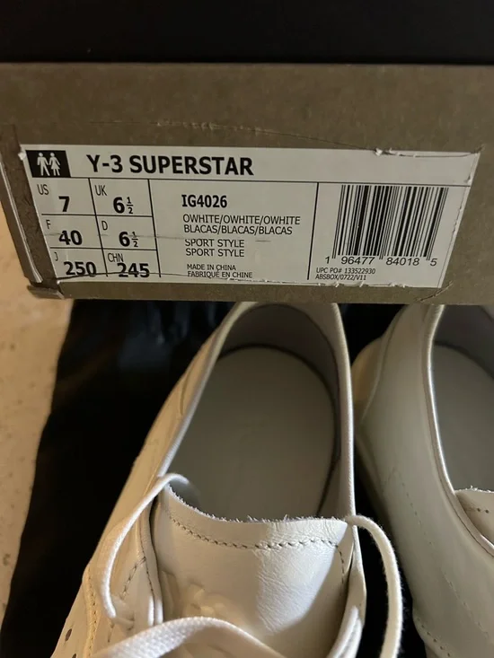 ADIDAS Y-3 SUPERSTAR YOHJI YAMAMOTO LEATHER SNEAKERS SIZE 8 - Picture 10 of 13